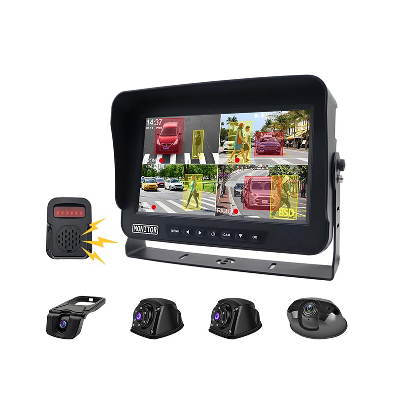 10 Zoll 4 Kanalmonitor AI Blind Spot Detection System