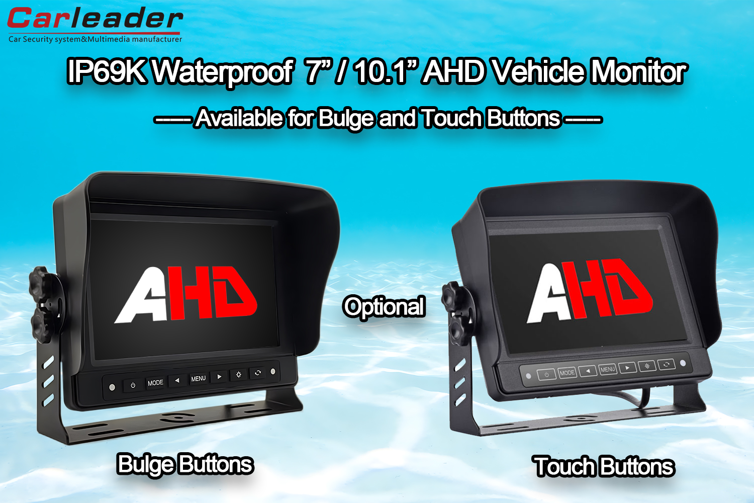 Carleader 7/10,1 Zoll wasserdichter AHD-Rückfahrmonitor ---- Unterschied zwischen Wölbungstasten und Touch-Tasten
