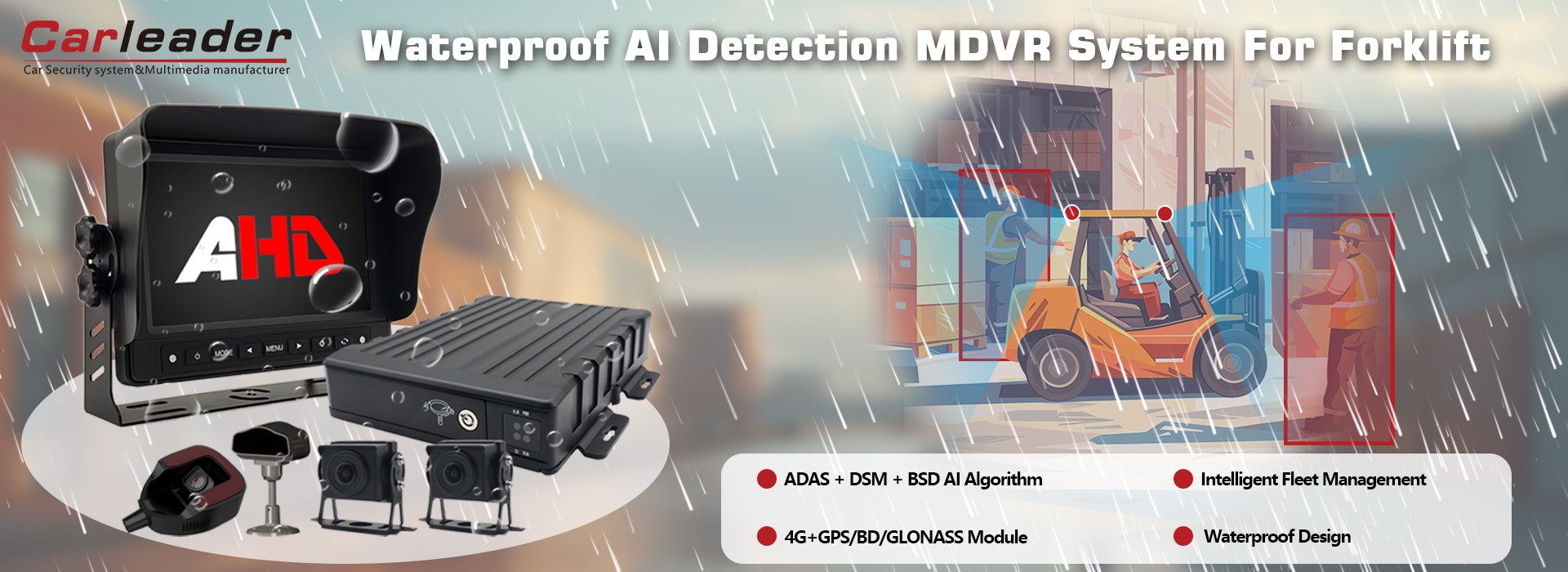Wasserdichtes KI -Erkennungs -MDVR -System für Gabelstapler