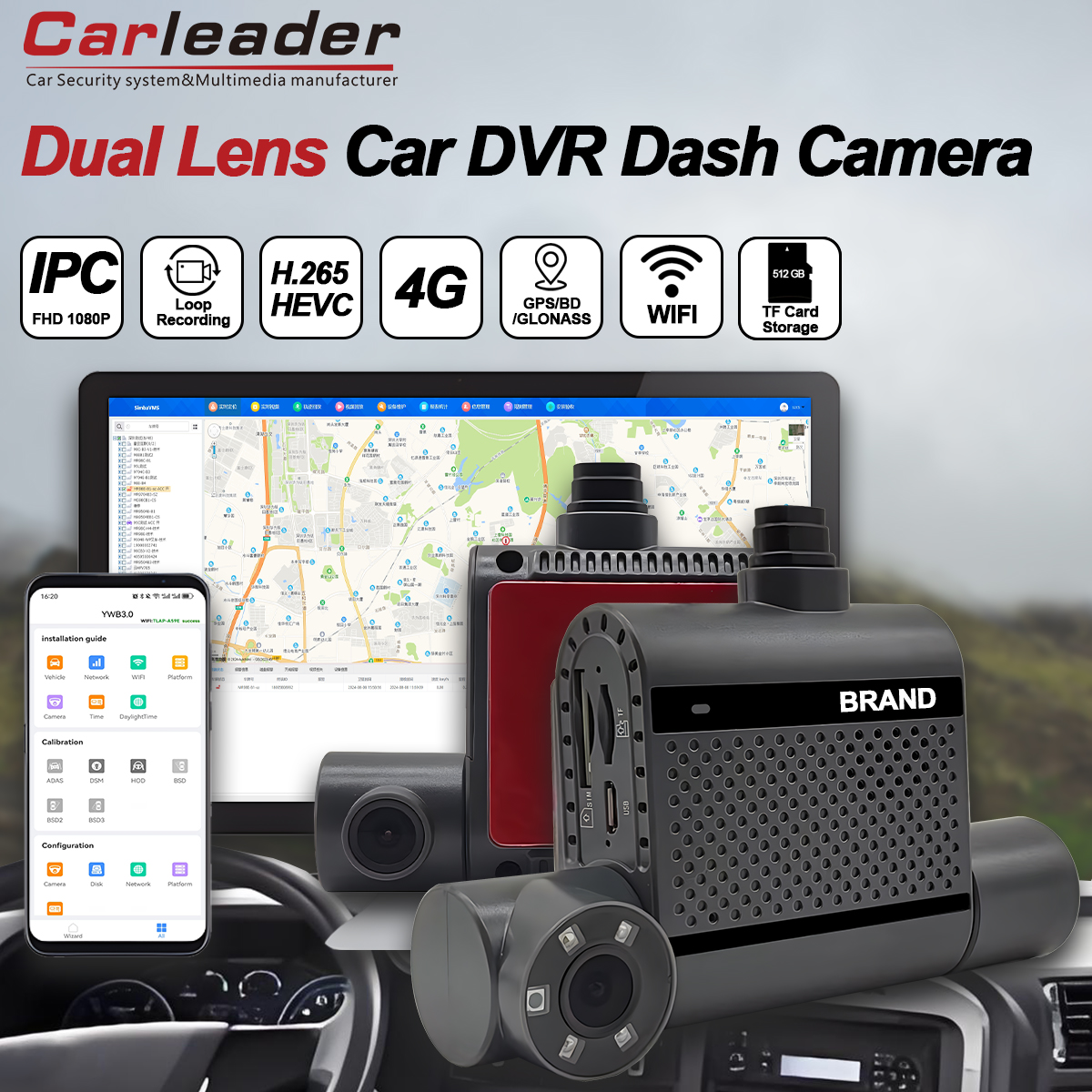 Gesicherte Flotte Mangement mit Carleader Dual 2Ch HD 1080p Car Dash Cam