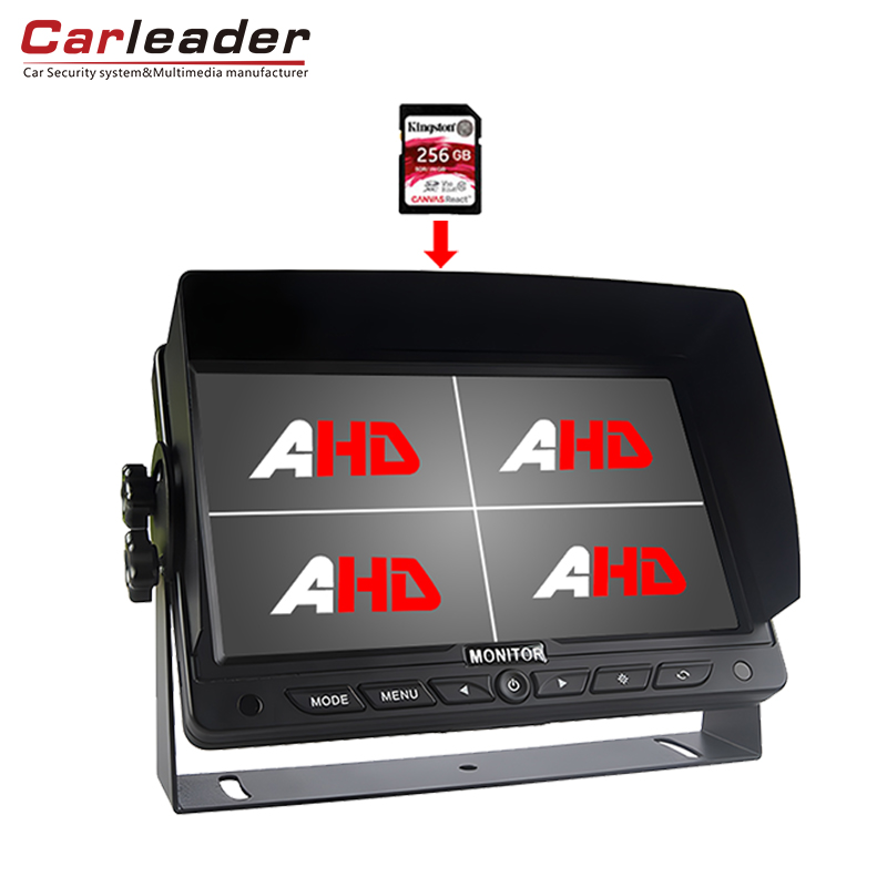 Carleader 7-Zoll-LKW-Onboard-HD-Quad-Split-Monitor mit DVR-Aufnahmefunktion