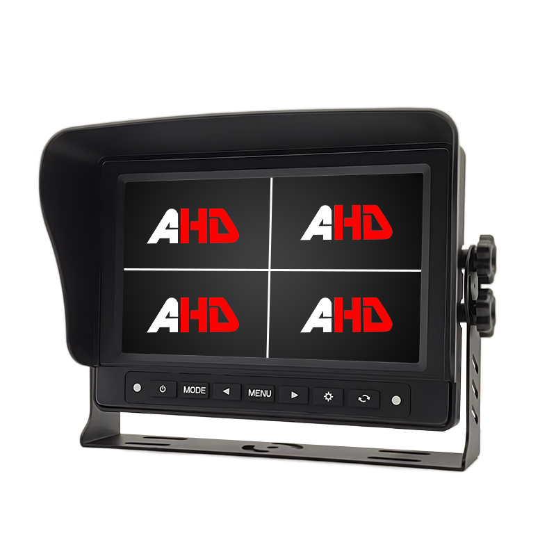 Carleader 7 Zoll wasserdichter Quad-View-Monitor für Schwerlastfahrzeuge mit Wölbungstasten