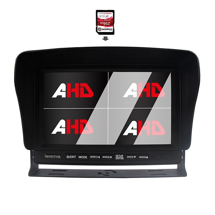 9-Zoll-Quad-Display-LKW-Videoaufzeichnungs-AHD-Monitor